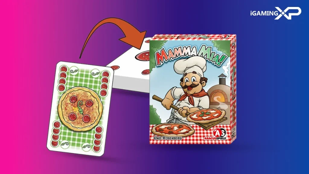 Mamma Mia card game setup with ingredient and order cards